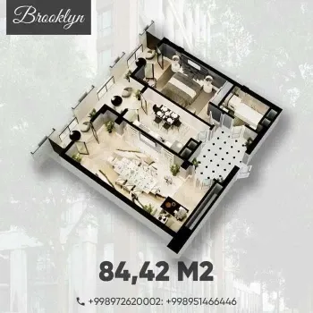 84 м², 2-комн. квартира, 5/18-0
