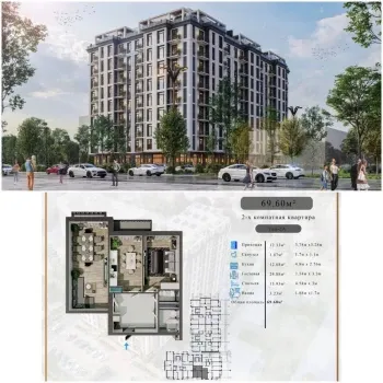 70 m², 2-xonali kvartira, 5/9-0
