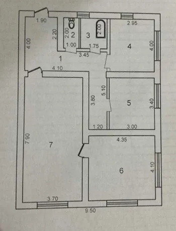 107 м², 3-комн. квартира, 2/3-1