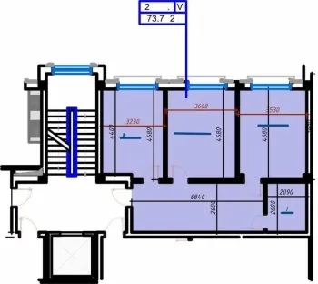 74 м², 3-комн. квартира, 2/7-1