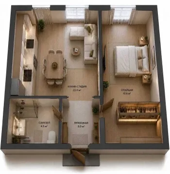50 м², 2-комн. квартира, 4/10-0