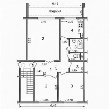77 м², 3-комн. квартира, 2/5-2