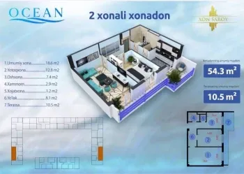 64 м², 2-комн. квартира, 7/16-0