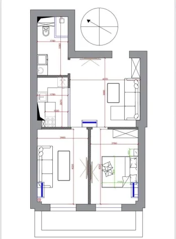 54 м², 2-комн. квартира, 3/10-2