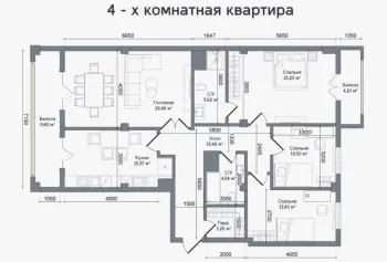 124 м², 4-комн. квартира, 5/10-3