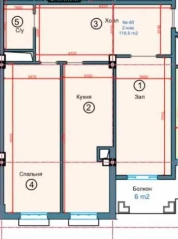 118 м², 3-комн. квартира, 12/13-2