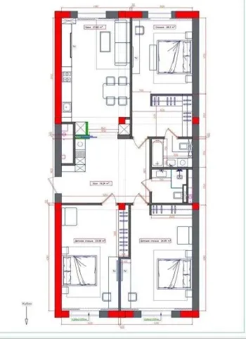 132 m², 4-xonali kvartira, 6/10-0