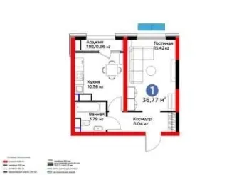 38 м², 1-комн. квартира, 8/16-1