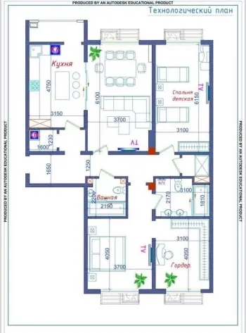 120 м², 3-комн. квартира, 3/12-2