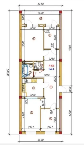 90 м², 4-комн. квартира, 8/12-2