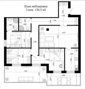 138 m², 4-xonali kvartira, 3/8-0