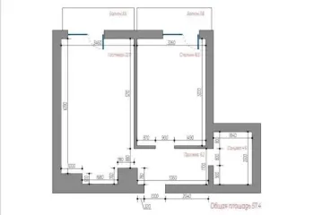 53 м², 2-комн. квартира, 3/14-3