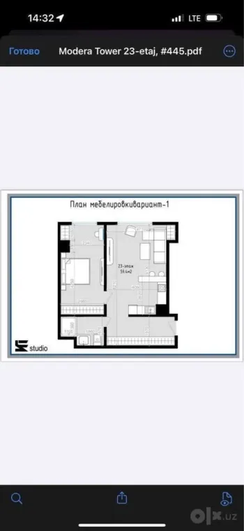 58 м², 2-комн. квартира, 23/24-3