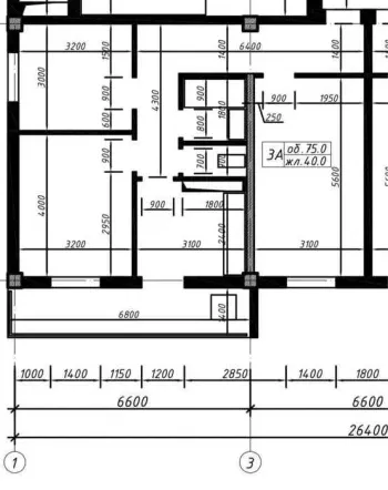 75 м², 3-комн. квартира, 5/11-3