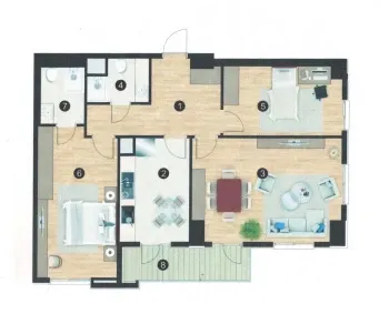 84 м², 3-комн. квартира, 9/19-1