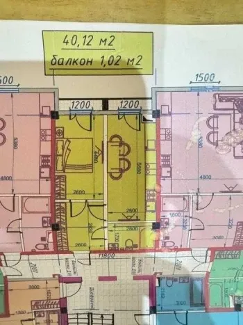 40 м², 2-комн. квартира, 3/9-1