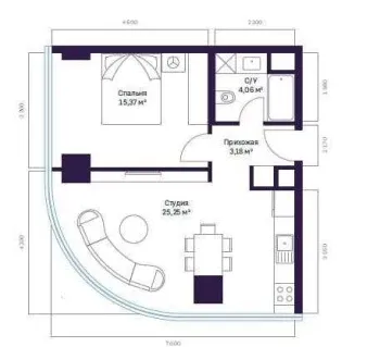 51 м², 2-комн. квартира, 21/23-2