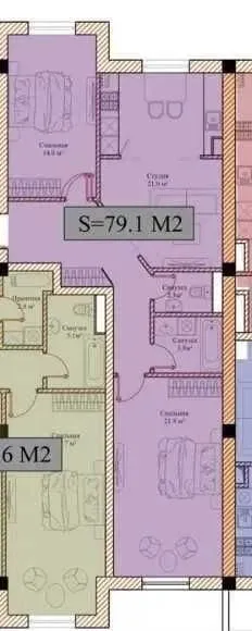 80 m², 3-xonali kvartira, 8/13-1