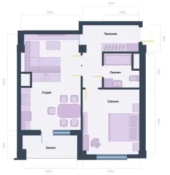 60 м², 2-комн. квартира, 11/13-2