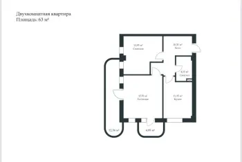 63 м², 2-комн. квартира, 7/7-0