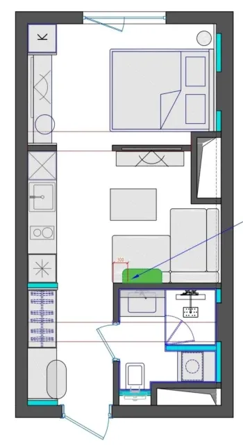 33 m², 1-xonali kvartira, 11/14-3