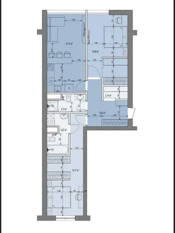 85 м², 3-комн. квартира, 2/7-1