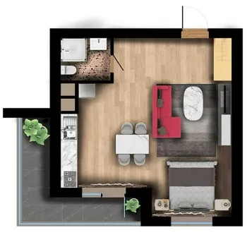 47 m², 2-xonali kvartira, 3/7-0