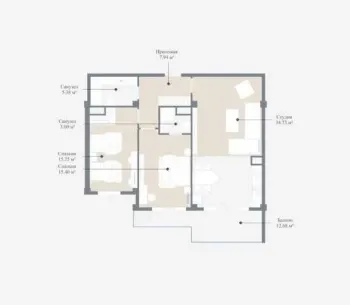 80 м², 3-комн. квартира, 10/14-1