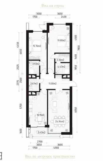 110 м², 4-комн. квартира, 7/7-0