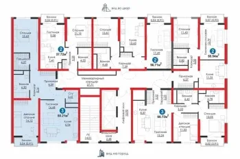 80 м², 3-комн. квартира, 6/16-1