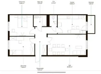 75 м², 3-комн. квартира, 4/9-1