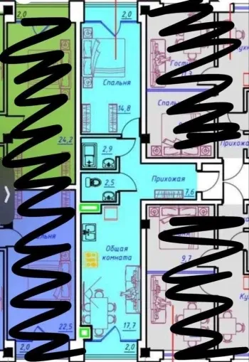 50 м², 2-комн. квартира, 5/6-1