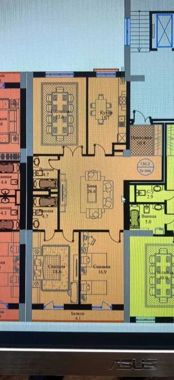 125 м², 4-комн. квартира, 8/10-1
