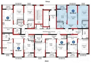 65 м², 2-комн. квартира, 5/12-3