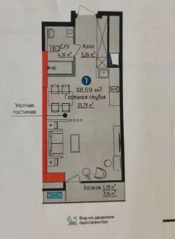 37 м², 1-комн. квартира, 23/27-1