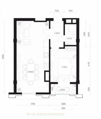 52 м², 2-комн. квартира, 2/16-0