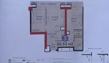 86 м², 3-комн. квартира, 21/27-3