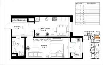 50 м², 2-комн. квартира, 5/12-1