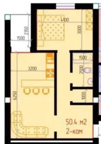 50 м², 2-комн. квартира, 4/7-3