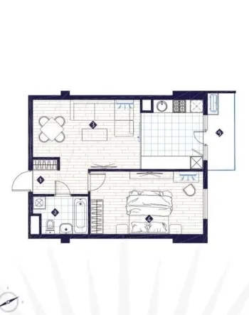 49 м², 2-комн. квартира, 5/14-0