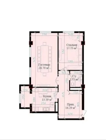 82 м², 3-комн. квартира, 11/16-0