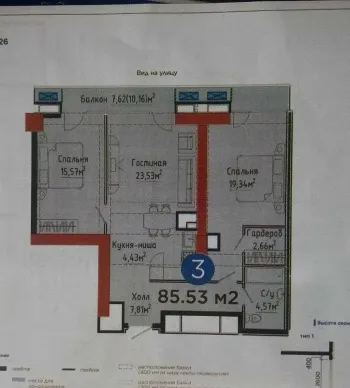 85 м², 3-комн. квартира, 21/22-0