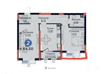 63 м², 3-комн. квартира, 10/12-3