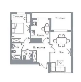 64 м², 2-комн. квартира, 13/16-2