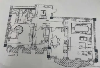 127 м², 3-комн. квартира, 10/11-1