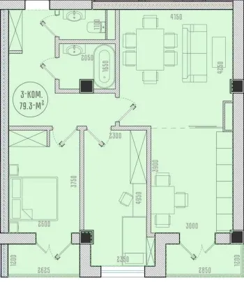 80 м², 3-комн. квартира, 3/14-1