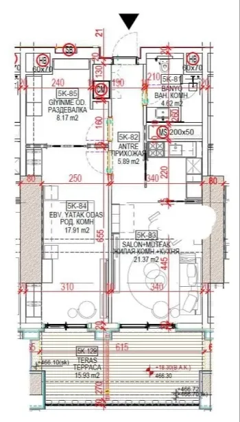 65 м², 3-комн. квартира, 5/51-1