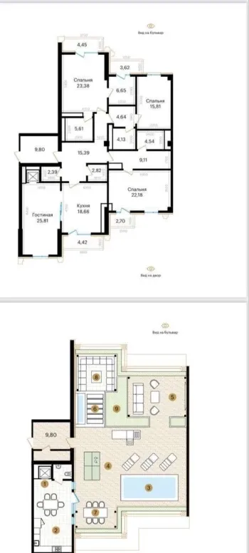 358 м², 5-комн. квартира, 9/10-1