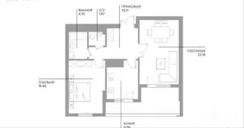 70 м², 2-комн. квартира, 3/16-2