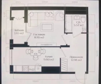 35 м², 1-комн. квартира, 3/16-1